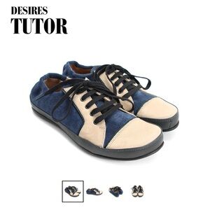 Fluevog - Desires Tutor Blue and Cream Suede Sneakers